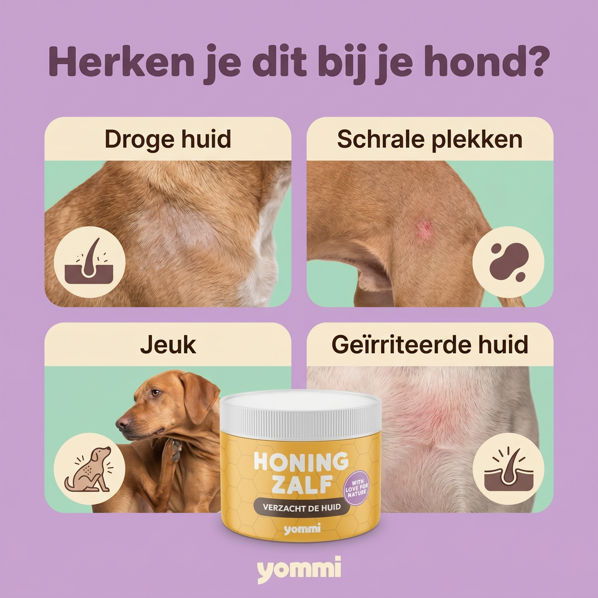 Yommi Honingzalf voor honden – voor droge, schilferige of geïrriteerde huid – foto 2