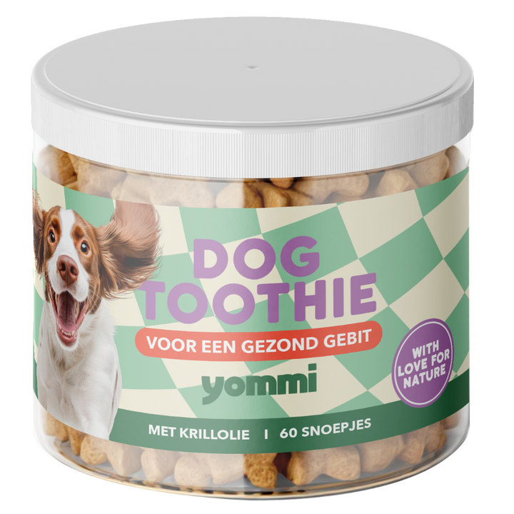 Yommi Dog Toothie gebitssupplement voor honden – pot met 60 stuks